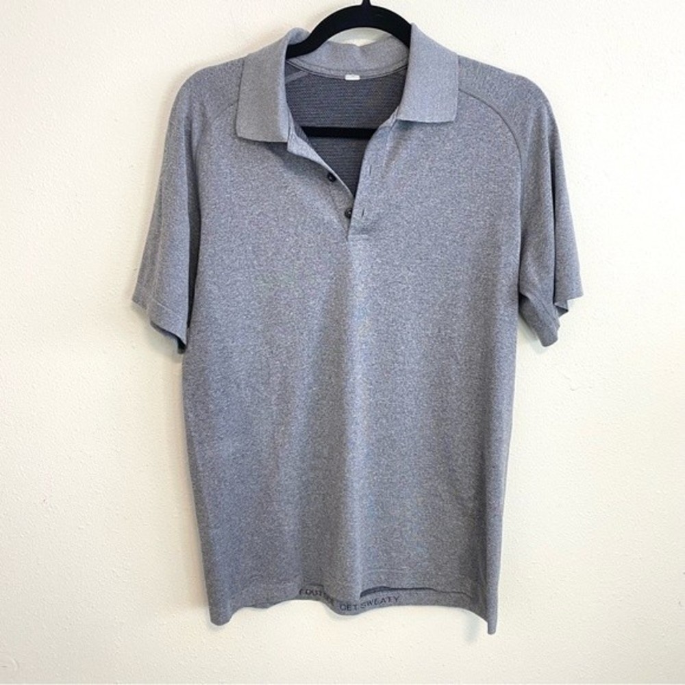 Lululemon Metal Vent Polo Shirt Short Sleeve Grey Size M